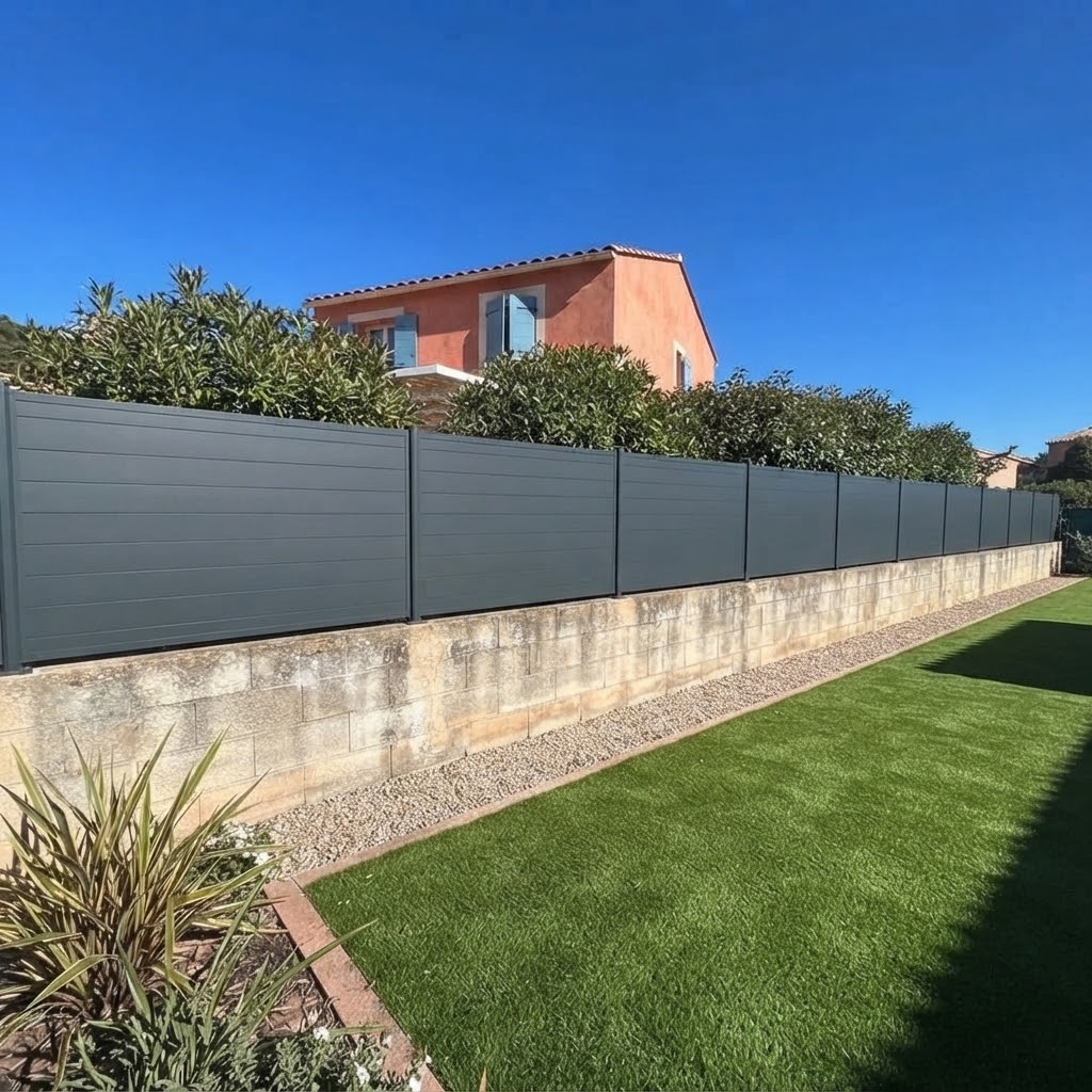 Installation de clôture brise-vue